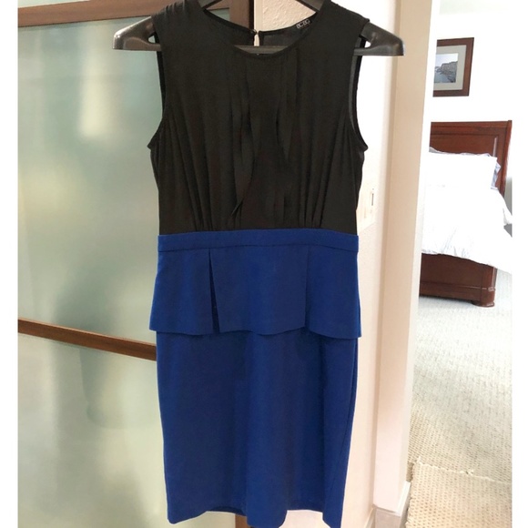 BCBG Paris Peplum Sheath Dress - Blue & Black Size 4 - Picture 3 of 10